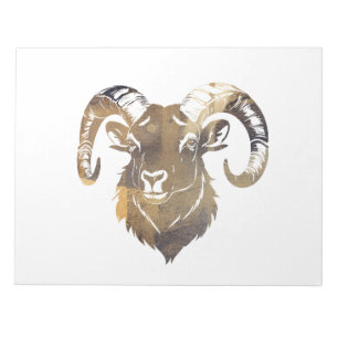 Ram Wildlife Nature Illustration Silhouette Style Notepad