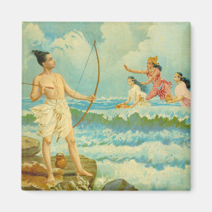 Rama vanquishes the Sea by Raja Ravi Varma Magnet