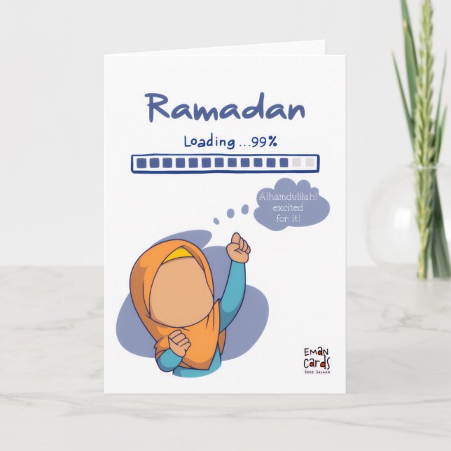 Ramadan Blessings - Cute Girl Card (Front)