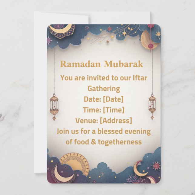 Ramadan Iftar Invitation | Elegant Islamic Gold  (Front)