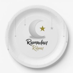  Ramadan Kareem Crescent Design - Islamic Mubarak  Paper Plate