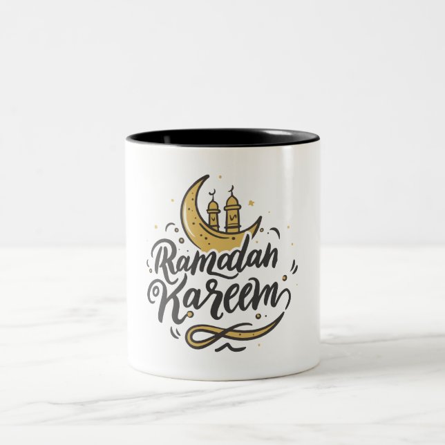Ramadan Kareem Crescent Moon sighted Fasting Two-Tone Coffee Mug (Center)