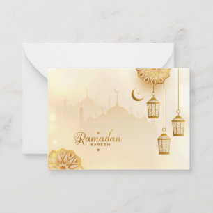 Ramadan Kareem Gold Crescent and lantern  Card