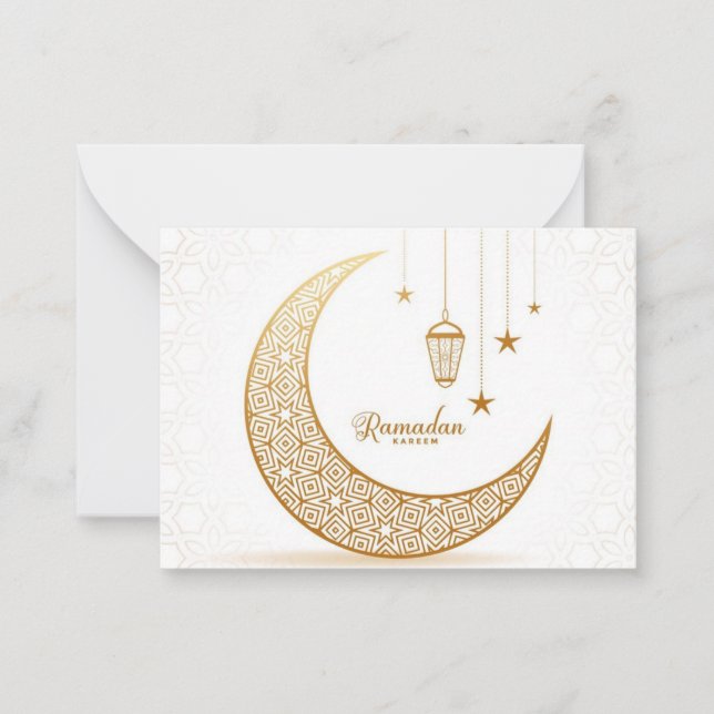 Ramadan Kareem Gold Crescent    Card (Front)