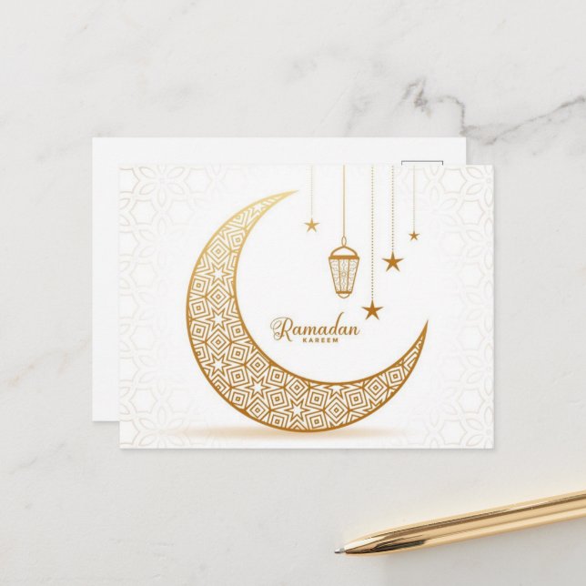 Ramadan Kareem Gold Crescent      Postcard (Front/Back In Situ)