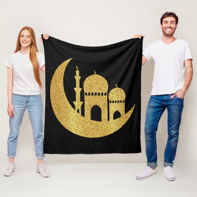  Ramadan Kareem Golden Helal  Fleece Blanket (In Situ)