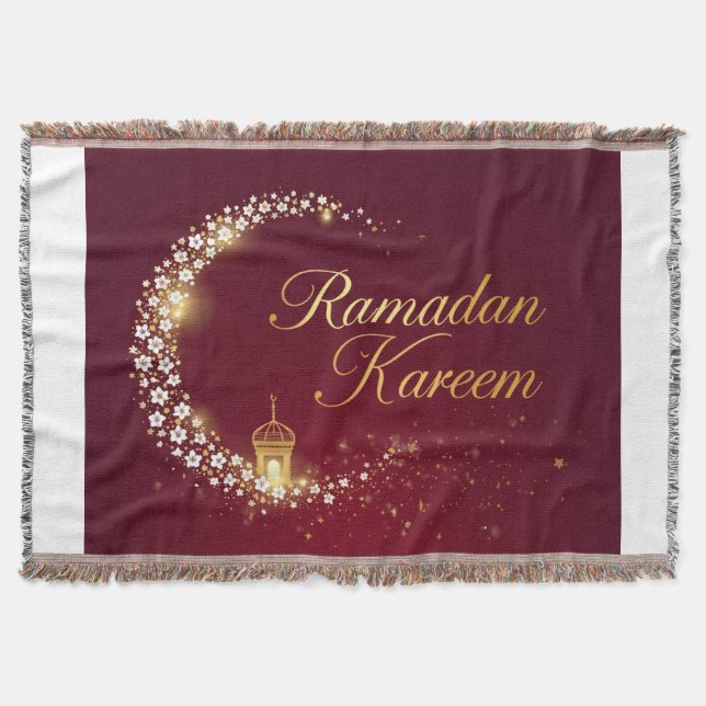 Ramadan Kareem holiday Personalised Card Throw Blanket (Front)