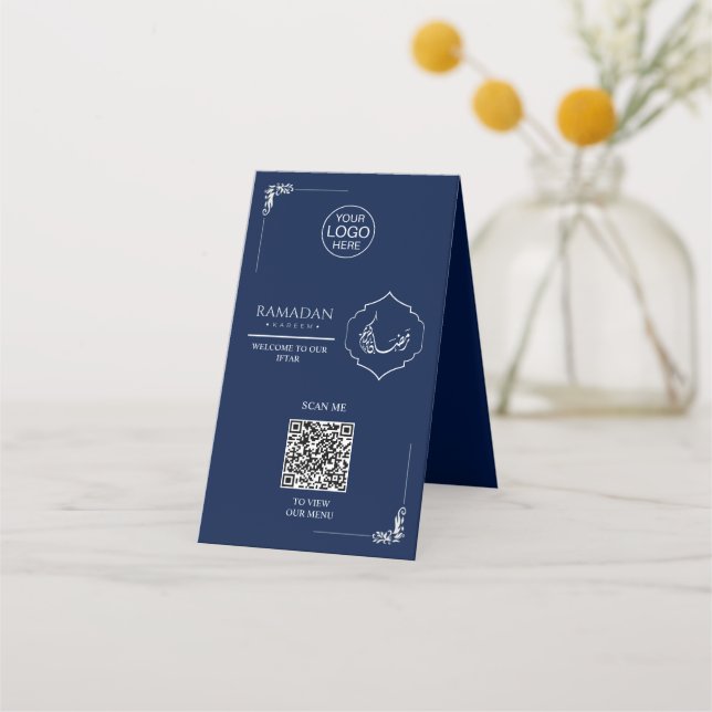 Ramadan Kareem Iftar QR Code Table Sign Loyalty Card (Front)