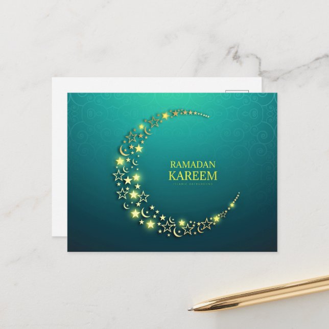 Ramadan Kareem Islamic Gold Crescent     Postcard (Front/Back In Situ)
