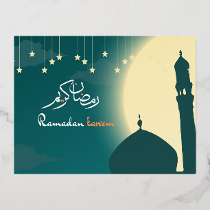 Ramadan Kareem Islamic Ramadan greetings Foil Invitation Postcard