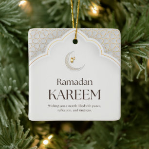 Ramadan Kareem Lantern & Crescent Art Ceramic Ornament