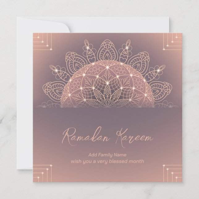 Ramadan Kareem Mubarak Elegant Mandala Holiday Card (Front)