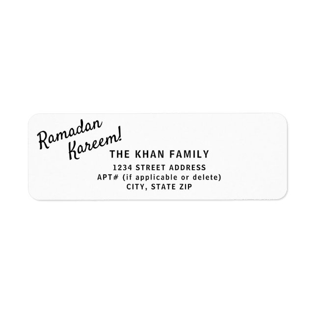 Ramadan Kareem Return Address Sticker Label (Front)