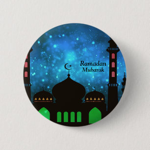 Ramadan Kareem Typography Islamic Crescent Text 6 Cm Round Badge