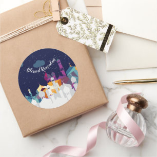 Ramadan Kareem Typography Islamic Crescent Text Classic Round Sticker