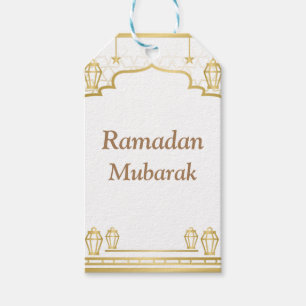 Ramadan Kareem Typography Islamic Crescent Text Gift Tags