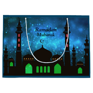 Ramadan Kareem Typography Islamic Crescent Text Large Gift Bag