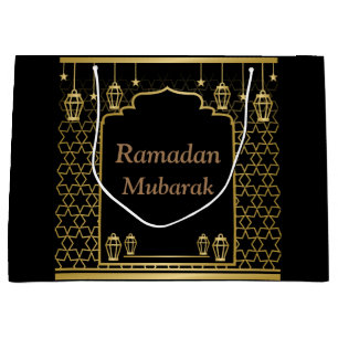 Ramadan Kareem Typography Islamic Crescent Text Large Gift Bag