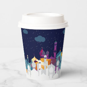 Ramadan Kareem Typography Islamic Crescent Text Paper Cups