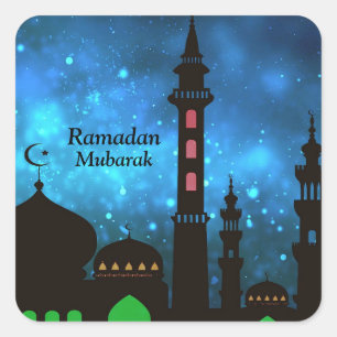 Ramadan Kareem Typography Islamic Crescent Text Square Sticker