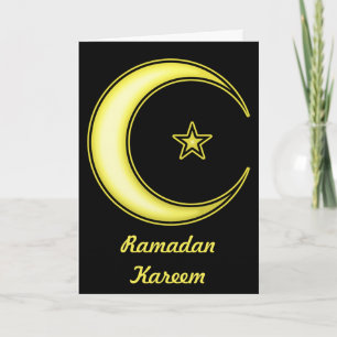 Ramadan Kareem with Crescent Moon and Star Card