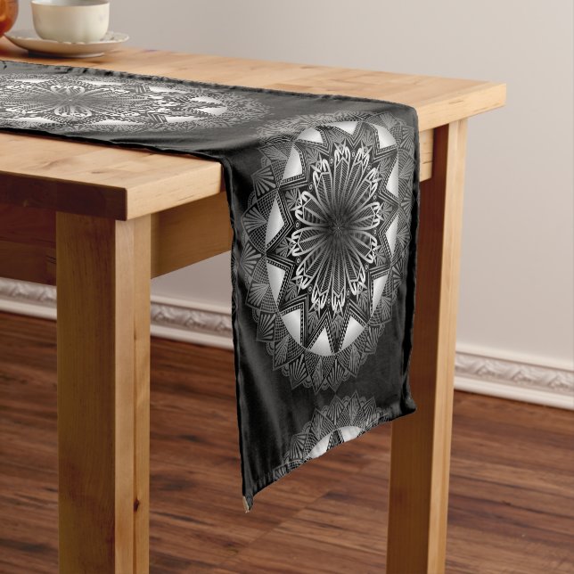 Ramadan Mandala Black Table Runner (In Situ)