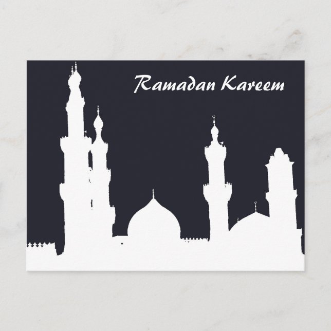 Ramadan Mosque Black Postcard (Front)