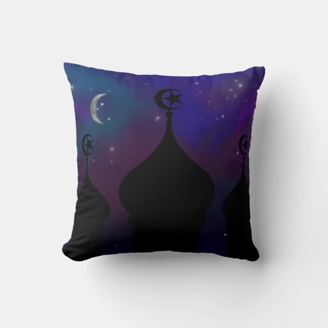 Ramadan Mosque with Magical Night Sky Cushion (Front)