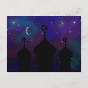 Ramadan Mosque with Magical Night Sky Postcard