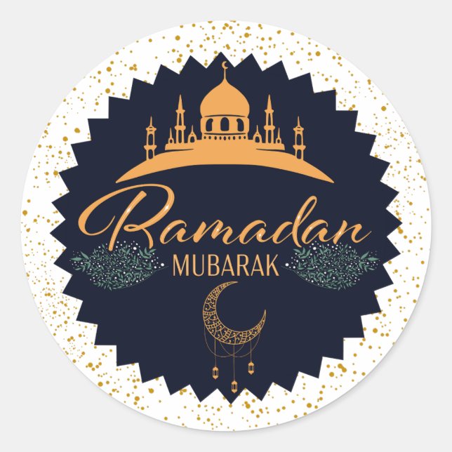 RAMADAN MUBARAK 2 CLASSIC ROUND STICKER (Front)