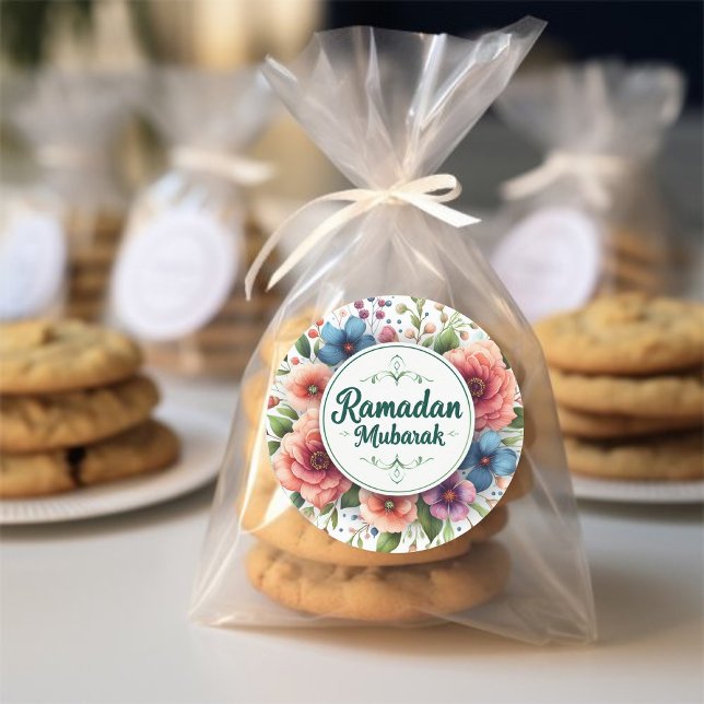 Ramadan  Mubarak  Classic Round Sticker (Ramadan Mubarak Stickers)