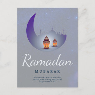 Ramadan Mubarak Crescent Moon Lantern Art Postcard