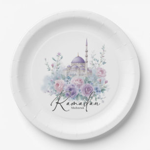 Ramadan Mubarak Floral Islamic Party Decor Paper Plate
