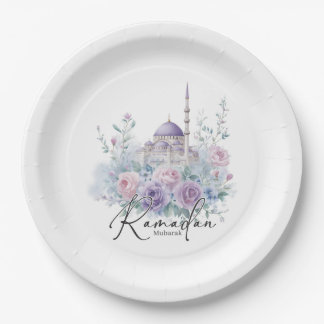 Ramadan Mubarak Floral Islamic Party Decor Paper Plate