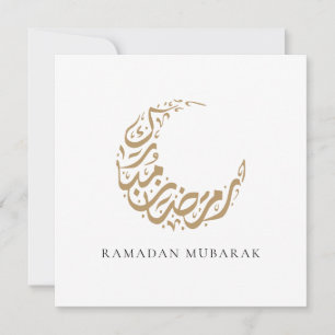 Ramadan Mubarak Gold Crescent Moon Calligraphy Holiday Card