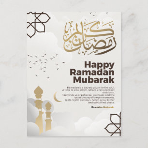 Ramadan Mubarak Golden Calligraphy Art Postcard