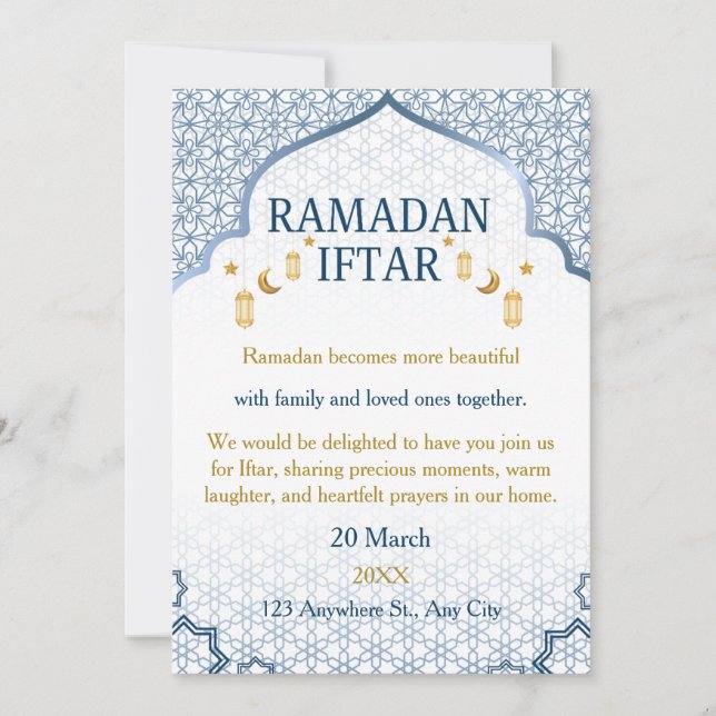 Ramadan Mubarak Invitations – Elegant Family Iftar (Front)