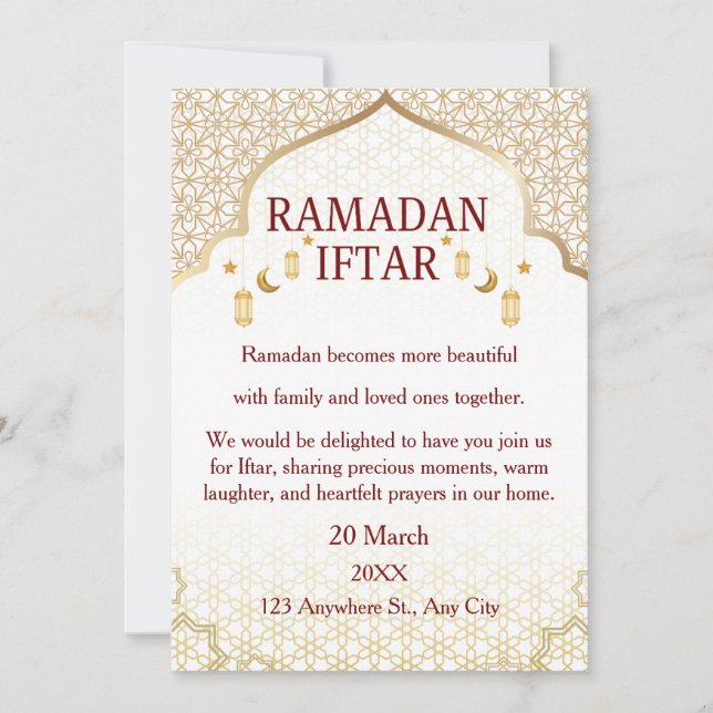Ramadan Mubarak Invitations – Elegant Family Iftar (Front)