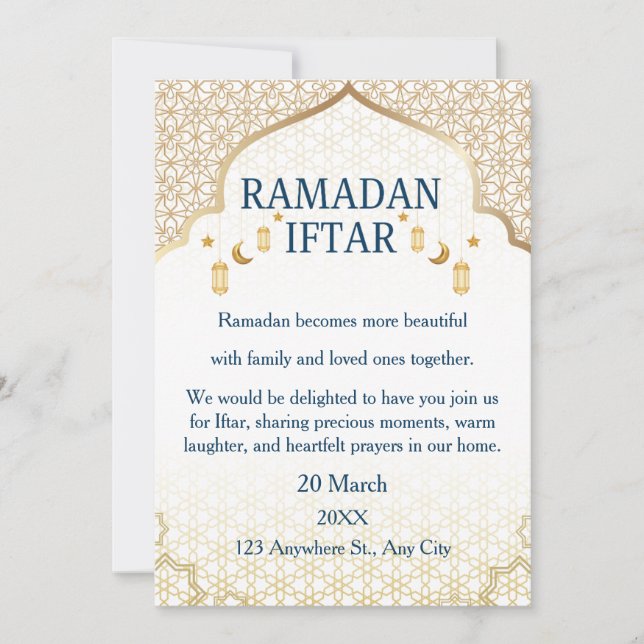 Ramadan Mubarak Invitations – Elegant Family Iftar (Front)