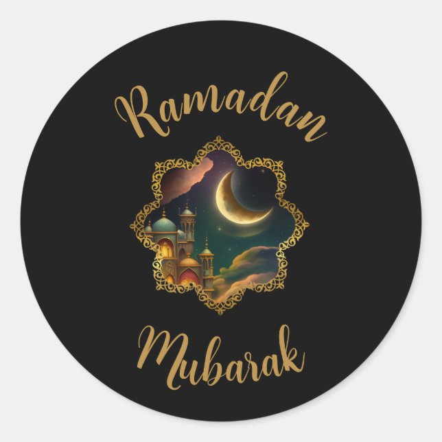 RAMADAN MUBARAK KAREEM 2024 CLASSIC ROUND STICKER (Front)