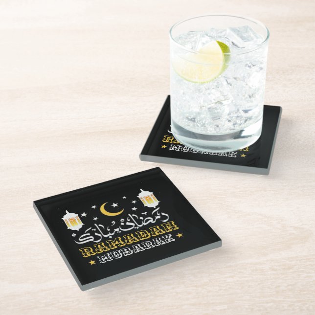  RAMADAN MUBARAK KAREEM 2026 GLASS COASTER (Angled)