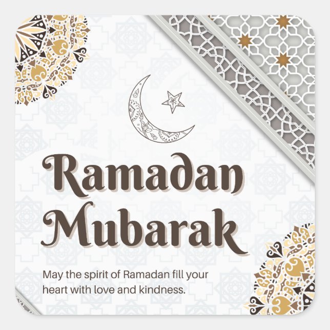 Ramadan Mubarak Mandala Crescent Art Square Sticker (Front)