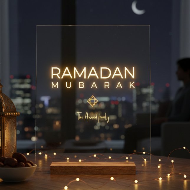 Ramadan Mubarak Minimal Acrylic Sign Personalized (Creator Uploaded)