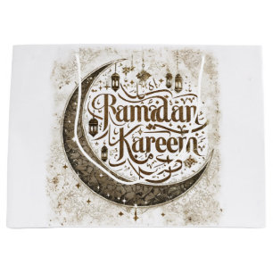 Ramadan Mubarak Muslim Fasting Lantern Crescent Large Gift Bag