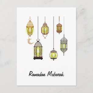 Ramadan Mubarak Oriental Arabesque Lanterns decor Postcard