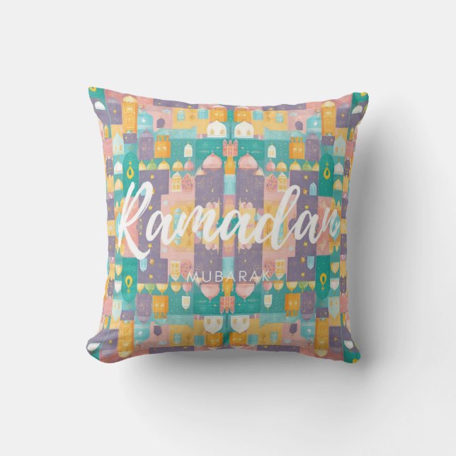 Ramadan Mubarak Pastel Colors Cushion (Front)