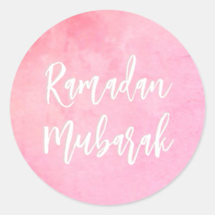 Ramadan Mubarak Pretty Pink Classic Round Sticker