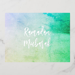 Ramadan Mubarak Ramadan Kareem Ocean Silver Foil Holiday Postcard