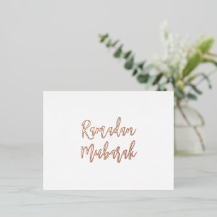 Ramadan Mubarak Ramadan Kareem Simple Rose Gold Foil Holiday Postcard