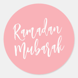 Ramadan Mubarak Simple Baby Pink Minimalist Classic Round Sticker